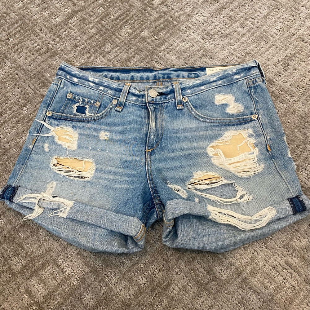 Rag and Bone Distressed Boyfriend Denim Shorts